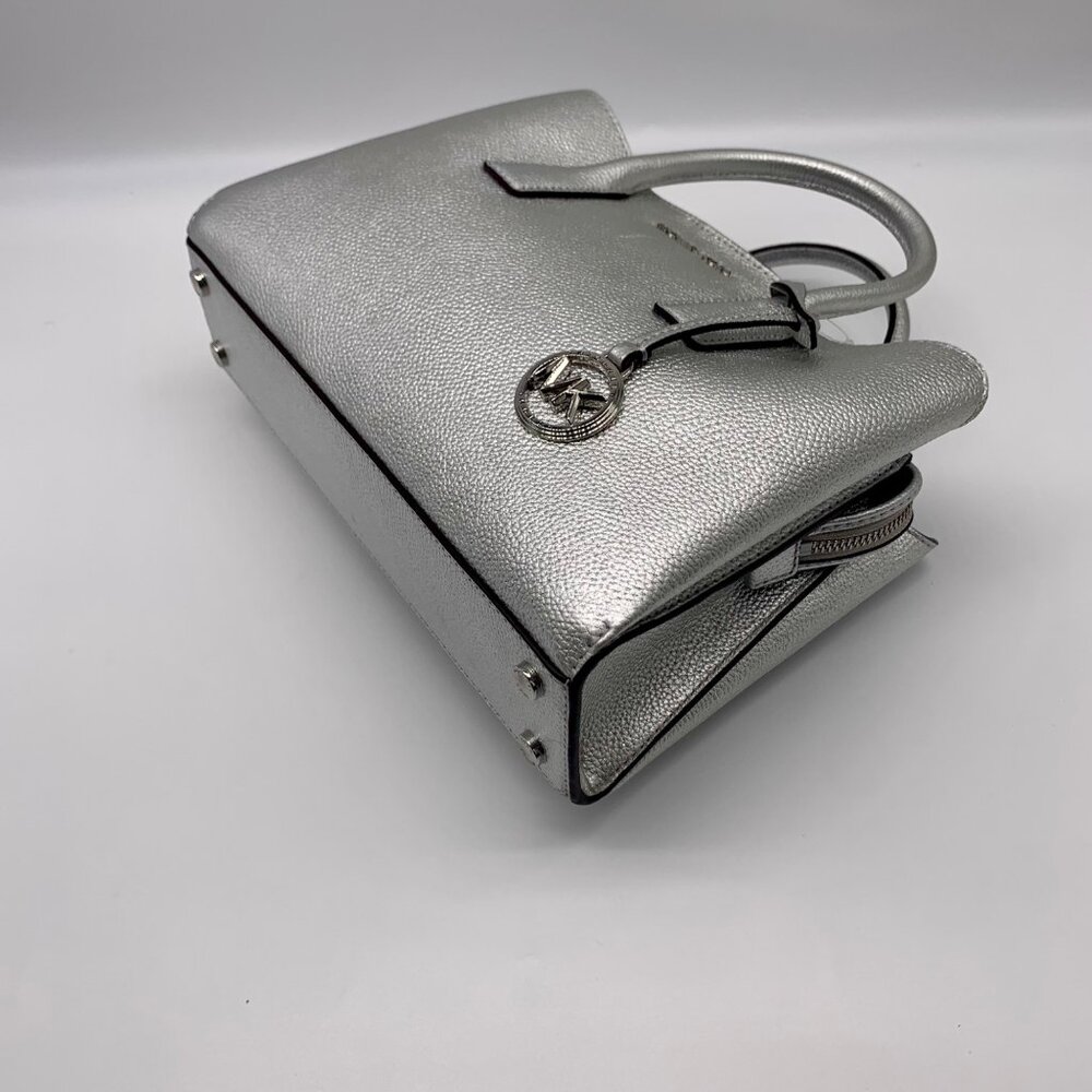 Michael Kors Silver Pebbled Leather Small Ruthie Satchel - Picture 7 of 12